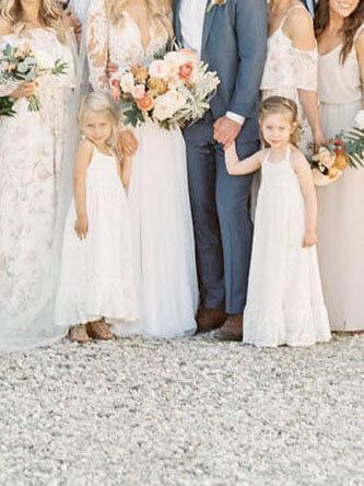 Cute Halter Lace Flower Girl Dresses for Beach Wedding GL1085-flower girl dresses 2025 -Viniodress-Ivory-Custom Size-
