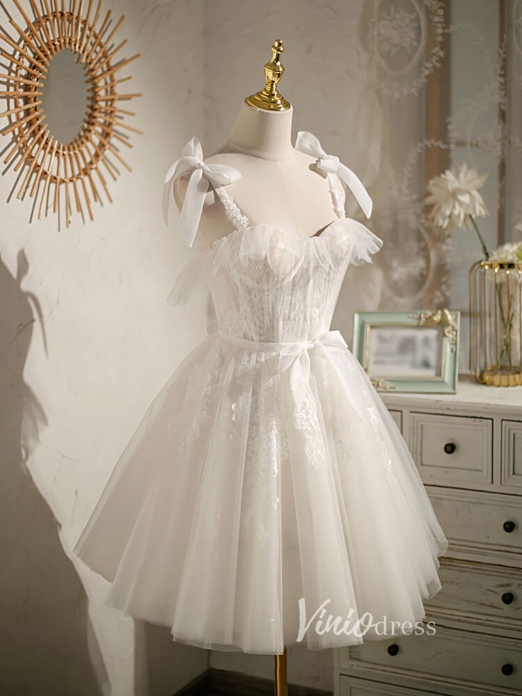 Cute Homecoming Dresses Sweetheart Neck Graduation Dress with Bow SD1458-Dresses 2025 -Viniodress-Ivory-Custom Size-