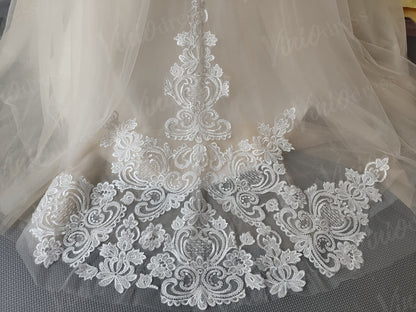 Cute Ivory Lace Princess Flower Girl Dresses with Long Train GL1031-flower girl dresses 2025 -Viniodress-Ivory-Custom Size-
