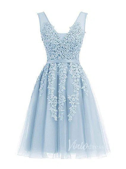 Cute Lace Homecoming Dresses Lace Up Back Graduation Dress SD1064-Homecoming Dresses 2025 -Viniodress-Light Blue-Custom Size-