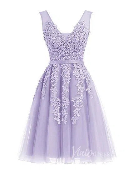 Cute Lace Homecoming Dresses Lace Up Back Graduation Dress SD1064-Homecoming Dresses 2025 -Viniodress-Lilac-Custom Size-