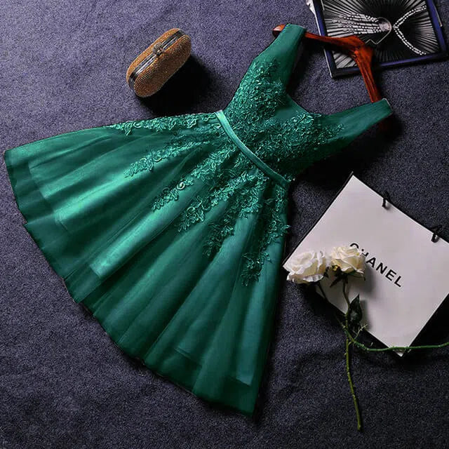 Cute Lace Homecoming Dresses Lace Up Back Graduation Dress SD1064-homecoming dresses-Viniodress-Viniodress