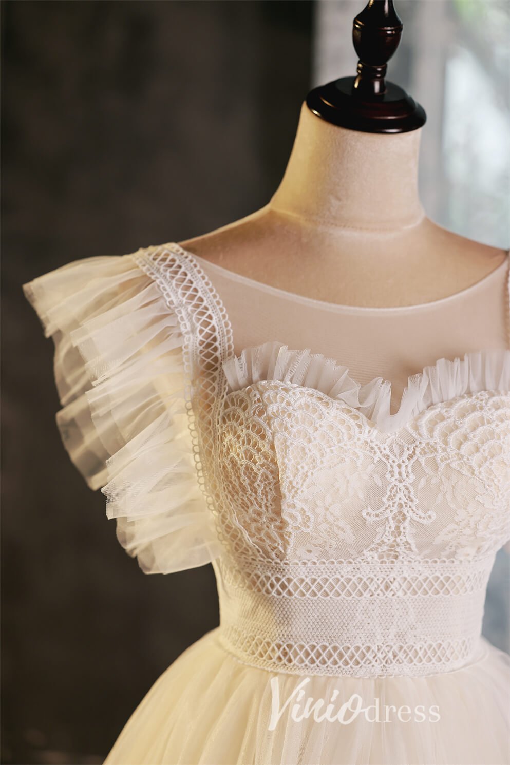 Cute Lacy Homecoming Dresses A-line Short Graduation Dress SD1449-Homecoming Dresses 2025 -VINIODRESS-Ivory-Custom Size-