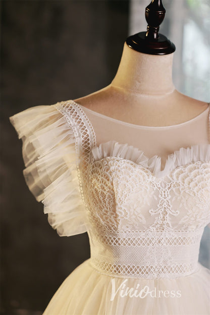 Cute Lacy Homecoming Dresses A-line Short Graduation Dress SD1449-Homecoming Dresses 2025 -VINIODRESS-Ivory-Custom Size-