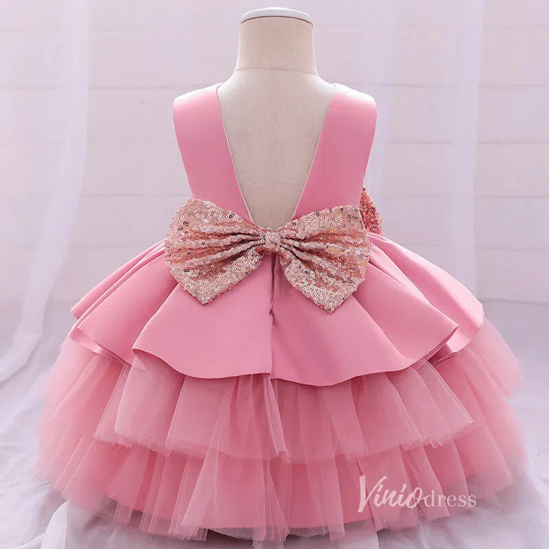 Cute Layered Flower Girl Dresses with Bow GL1135-flower girl dresses 2025 -Viniodress-Pink-Custom Size-