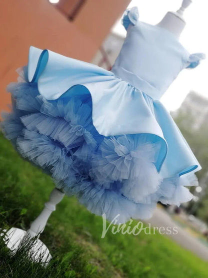 Cute Light Blue Flower Girl Dresses Knee Length GL1029-flower girl dresses 2025 -Viniodress-Light Blue-Custom Size-