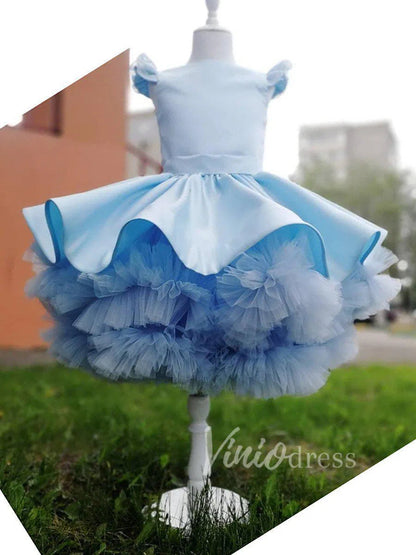 Cute Light Blue Flower Girl Dresses Knee Length GL1029-flower girl dresses 2025 -Viniodress-Light Blue-Custom Size-