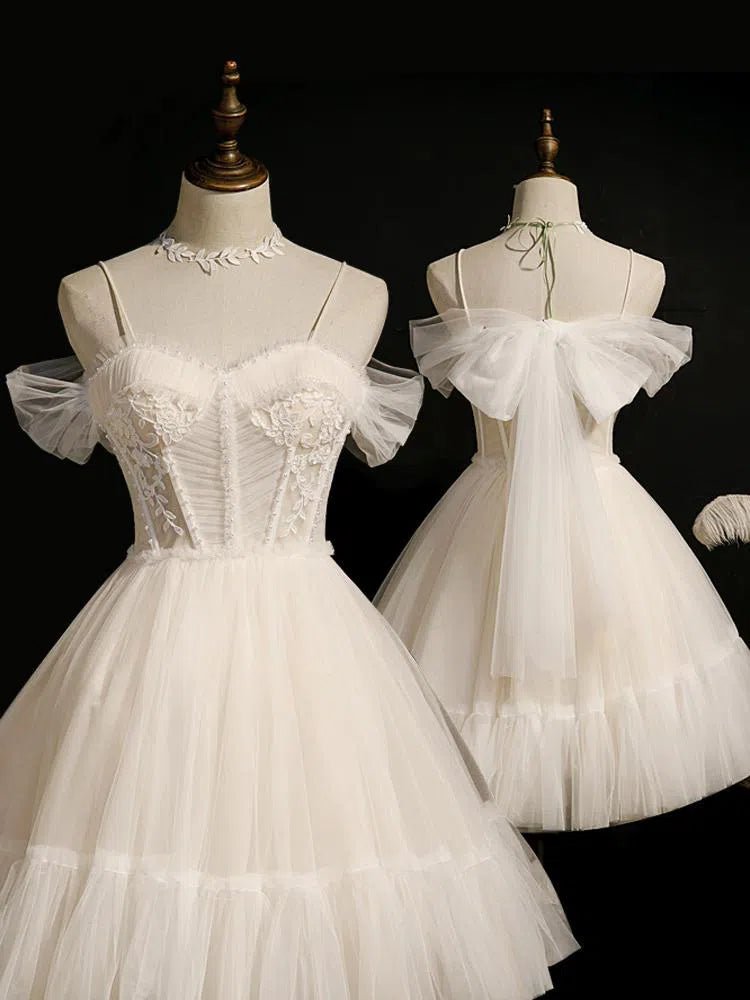 Cute Light Blue Tulle Homecoming Dresses with Bow SD1368-Homecoming Dresses 2025 -VINIODRESS-Champagne-US2-