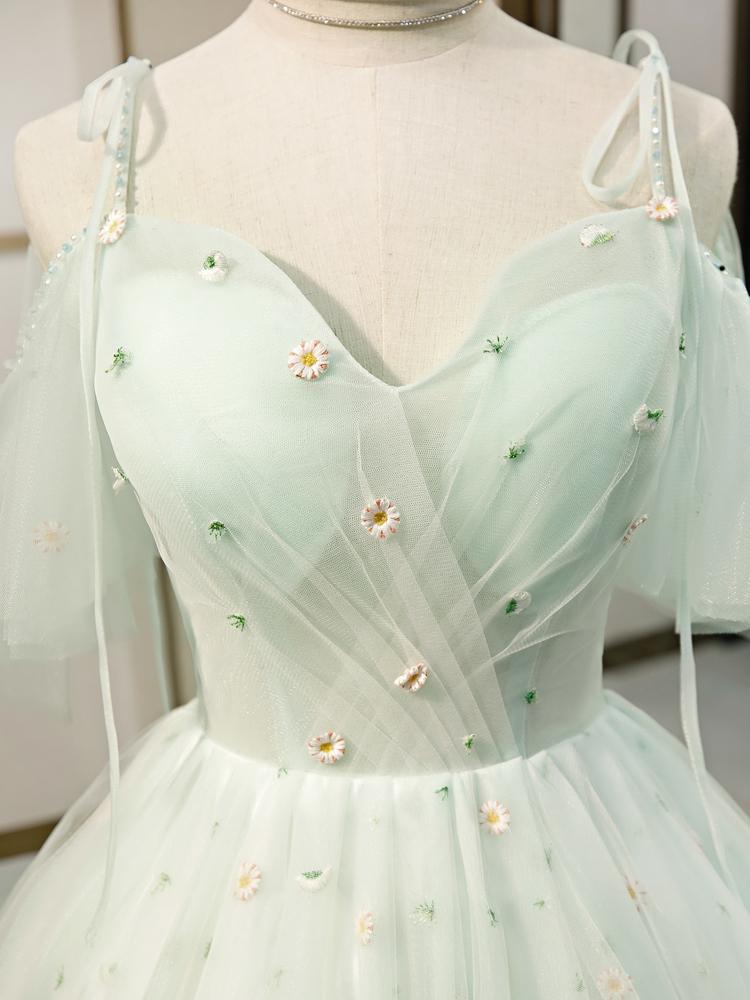 Cute Mint Lace Homecoming Dresses Off Shoulder Sleeve Graduation Dress SD1381-Homecoming Dresses 2025 -VINIODRESS-US2-Mint-