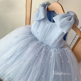 Cute Pearl Tulle Flower Girl Dresses with Bow GL1110-flower girl dresses-Viniodress-Dusty Blue-Custom Size-Viniodress