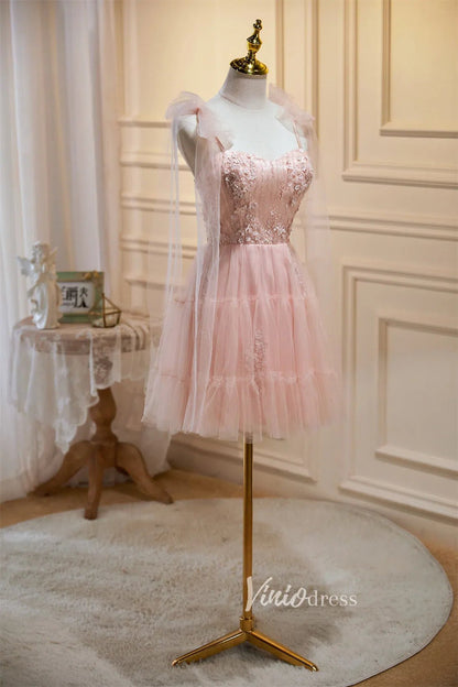 Cute Pink Homecoming Dresses Short Tulle Graduation Dress SD1504-Dresses 2025 -Viniodress-Pink-Custom Size-