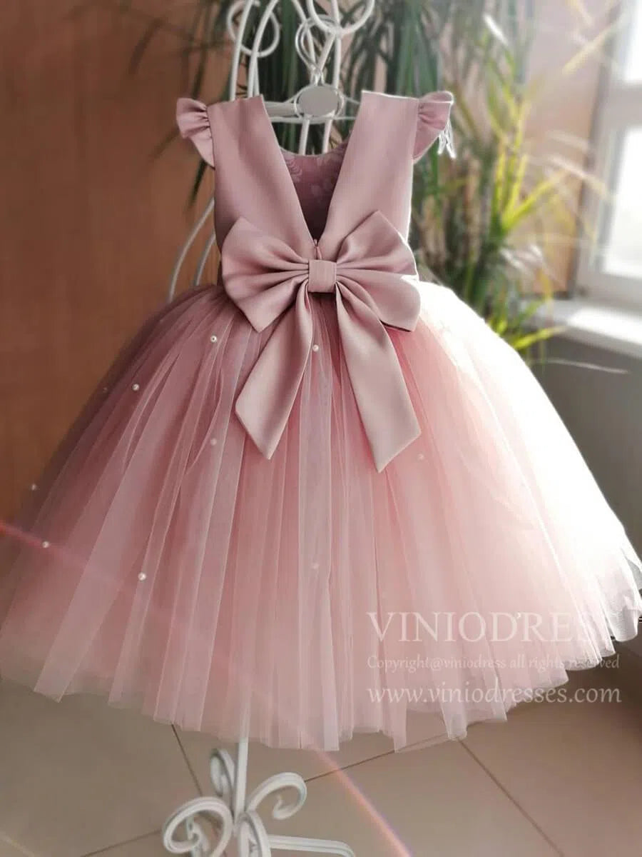 Cute Pink Tulle Flower Girl Dresses GL1025-flower girl dresses 2025 -Viniodress-Pink-Custom Size-