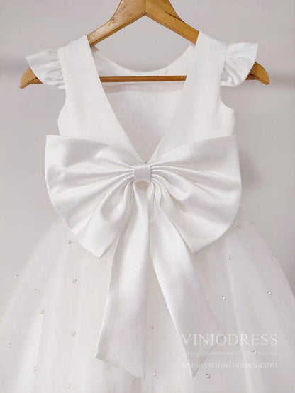 Cute Pink Tulle Flower Girl Dresses GL1025-flower girl dresses 2025 -Viniodress-Ivory-Custom Size-