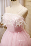 Short Prom Dresses 2025 Cute Pink Tulle Hoco Dresses Spaghetti Strap Graduation Dresses SD1534-Dresses-Viniodress-Blush-Custom Size-Viniodress