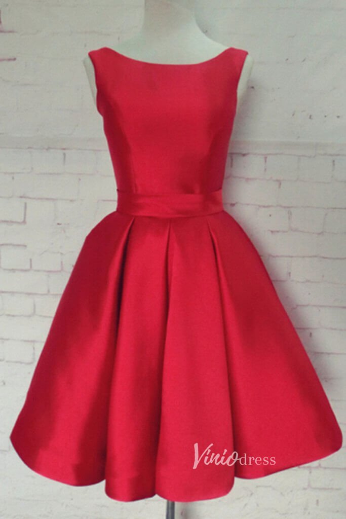 Cute Red Bow Homecoming Dresses with Pockets SD1395-Homecoming Dresses 2025 -Viniodress-Red-Custom Size-