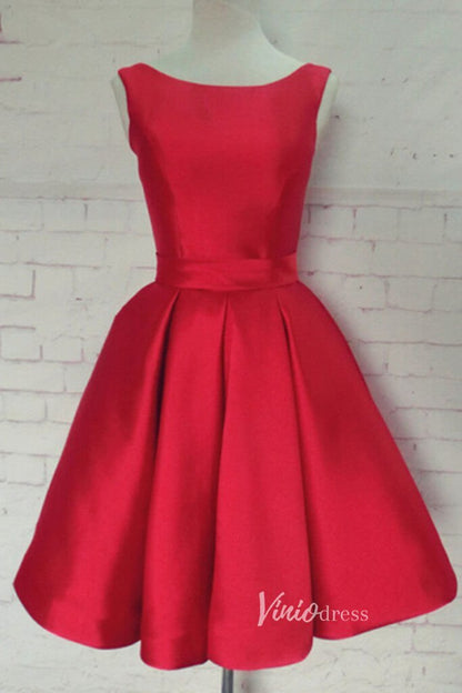 Cute Red Bow Homecoming Dresses with Pockets SD1395-Homecoming Dresses 2025 -Viniodress-Red-Custom Size-