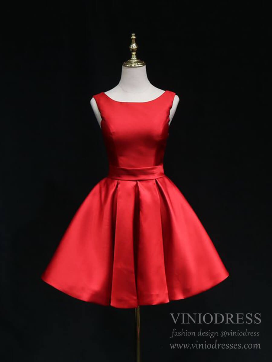 Cute Red Bow Homecoming Dresses with Pockets SD1395-Homecoming Dresses 2025 -Viniodress-Red-Custom Size-