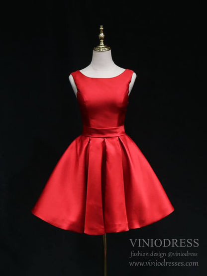 Cute Red Bow Homecoming Dresses with Pockets SD1395-Homecoming Dresses 2025 -Viniodress-Red-Custom Size-