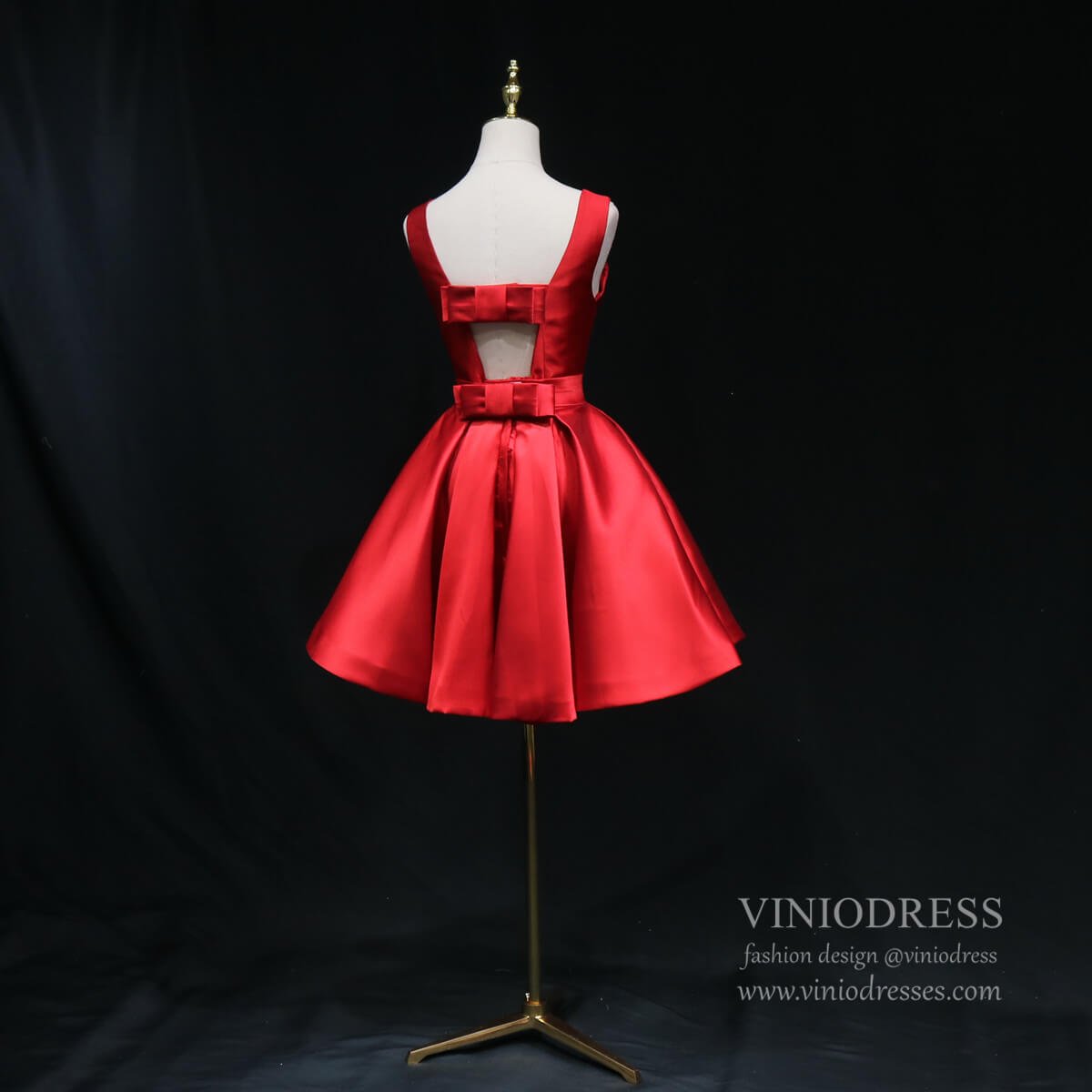 Cute Red Bow Homecoming Dresses with Pockets SD1395-Homecoming Dresses 2025 -Viniodress-Red-Custom Size-