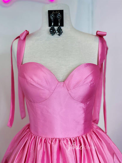 Cute Satin Homecoming Dresses Wide Strap Bow-Tie Short Prom Dress SD1641-prom dresses 2025 -Viniodress-Pink-Custom Size-