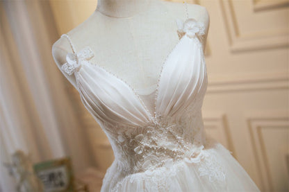 Cute Spaghetti Strap Homecoming Dresses Teenager Graduation Dress SD1500-Dresses 2025 -Viniodress-Ivory-Custom Size-