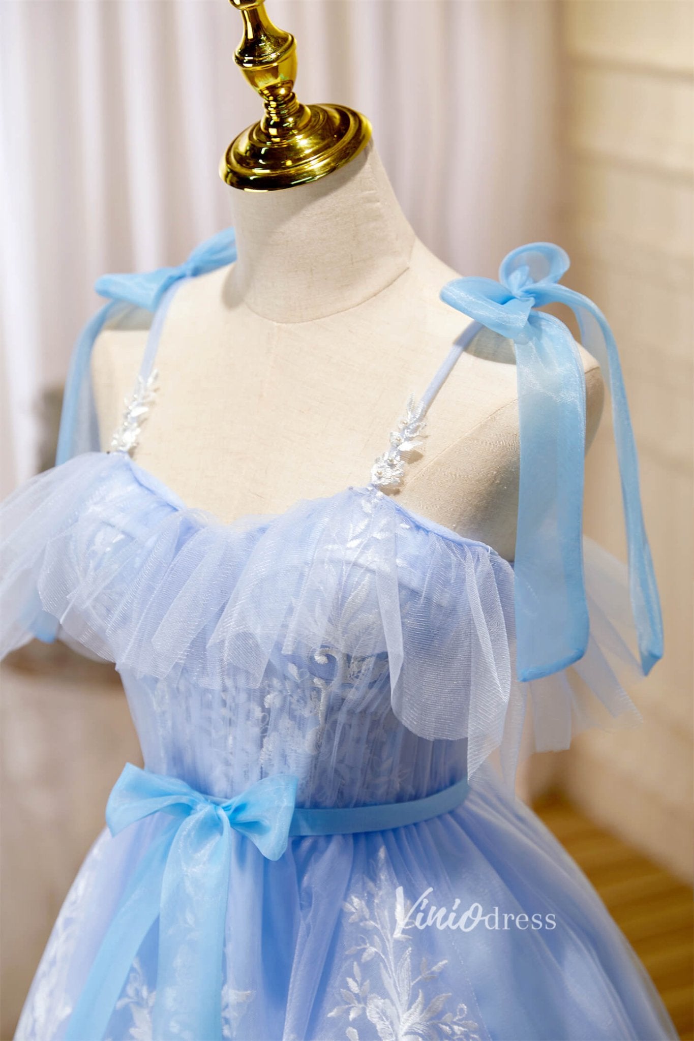 Cute Tulle Hoco Dresses Light Blue Spaghetti Strap Graduation Dresses Viniodress Cute Tulle Hoco Dresses Light Blue Spaghetti Strap Graduation Dresses Viniodress