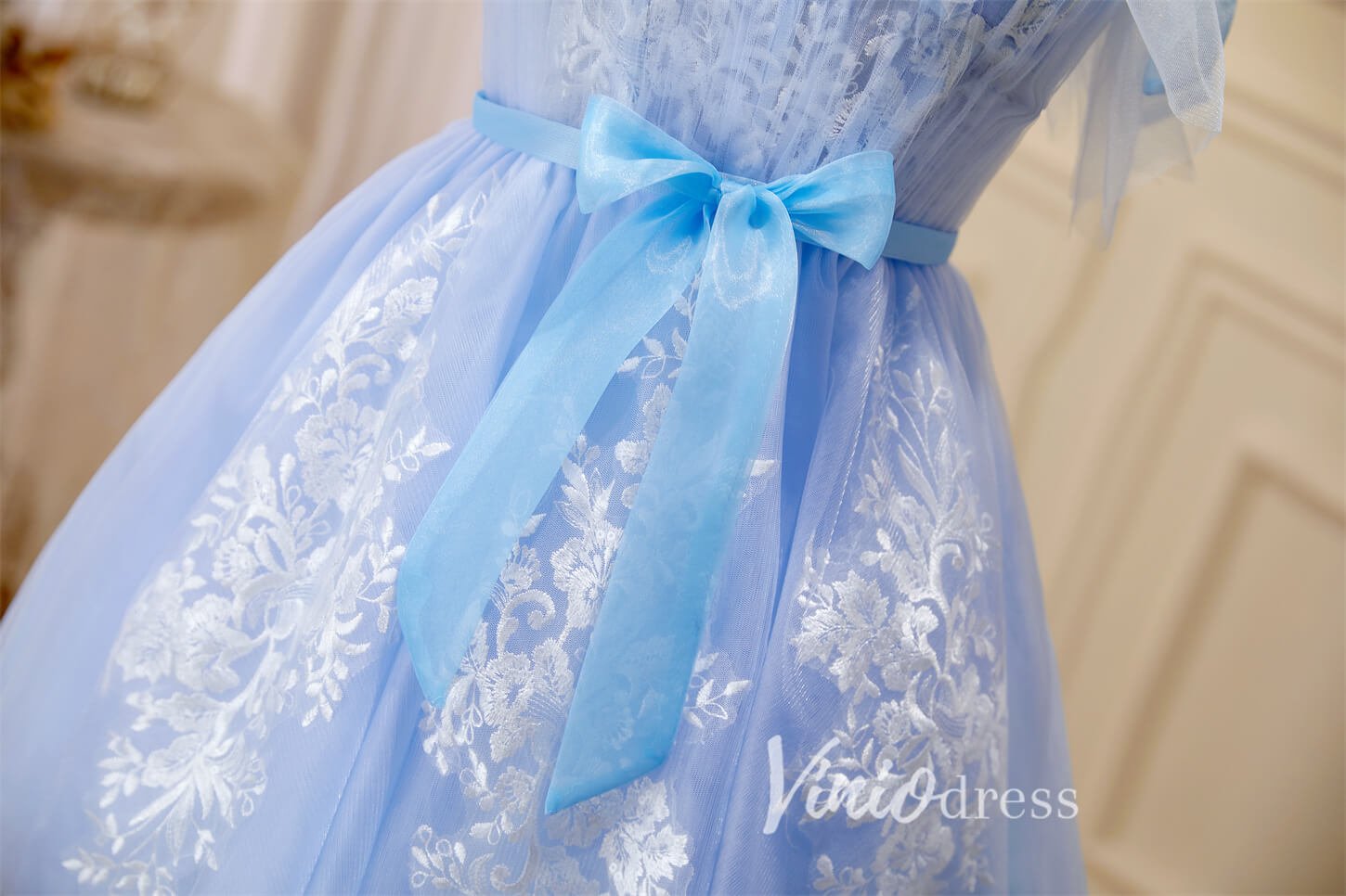 Cute Tulle Hoco Dresses Light Blue Spaghetti Strap Graduation Dresses –  Viniodress