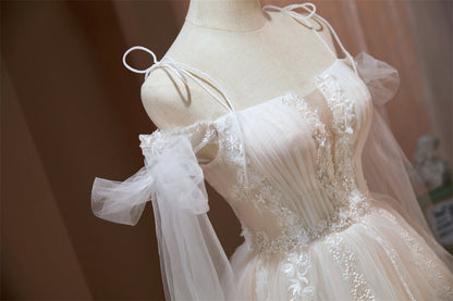 Cute Tulle Homecoming Dresses Cape Sleeve Graduation Dress SD1508-Dresses 2025 -Viniodress-Ivory-Custom Size-