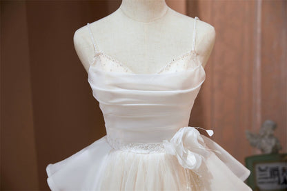 Cute Tulle Homecoming Dresses Spaghetti Strap Graduation Dress SD1509-Dresses 2025 -Viniodress-Ivory-Custom Size-