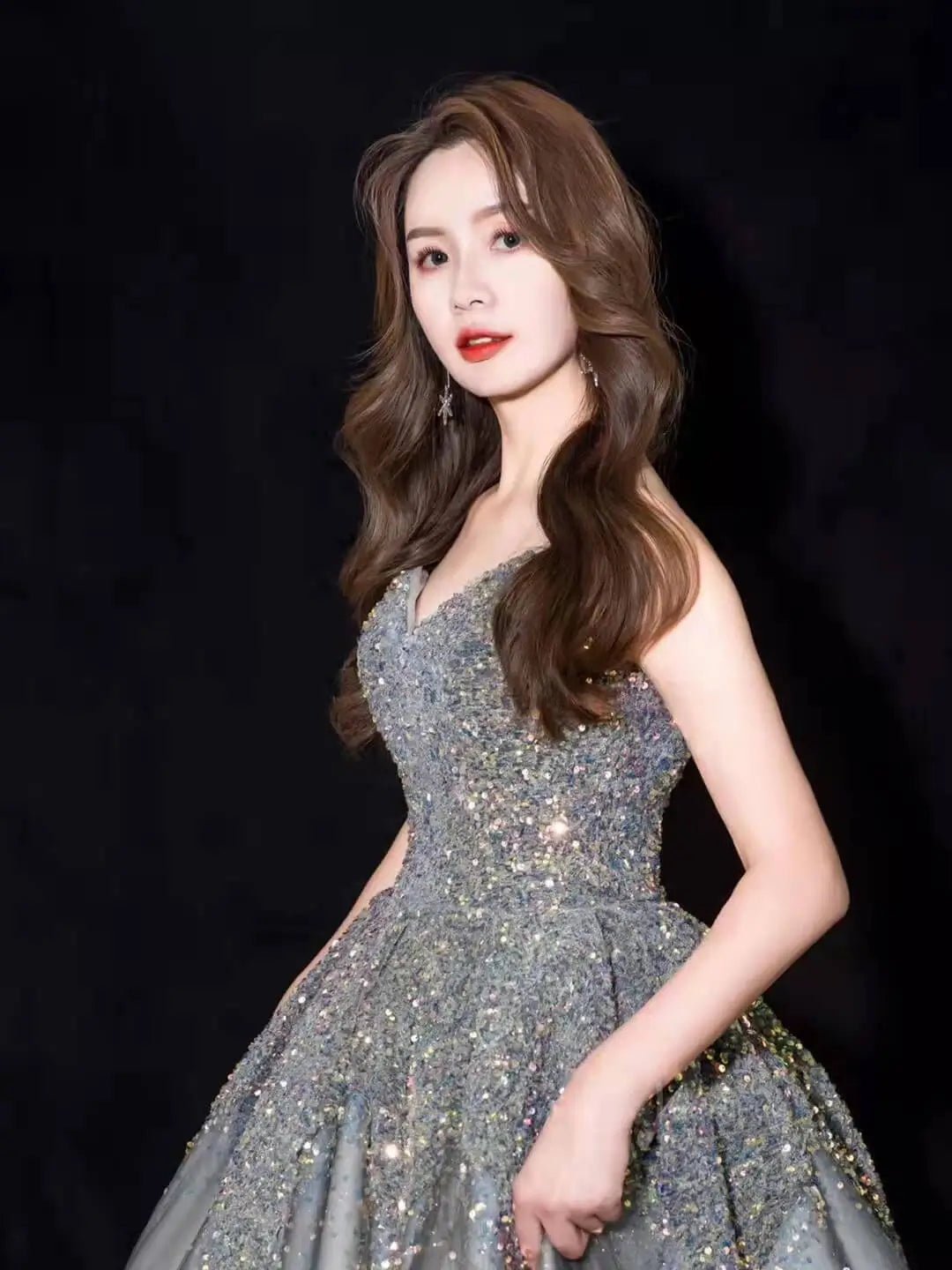 Dark Blue Sparkly Tulle Prom Dresses with Sequin Bodice, Off the Shoulder, Quinceanera Dresses SU081-prom dresses 2025 -Viniodress-Blue-Custom Size-