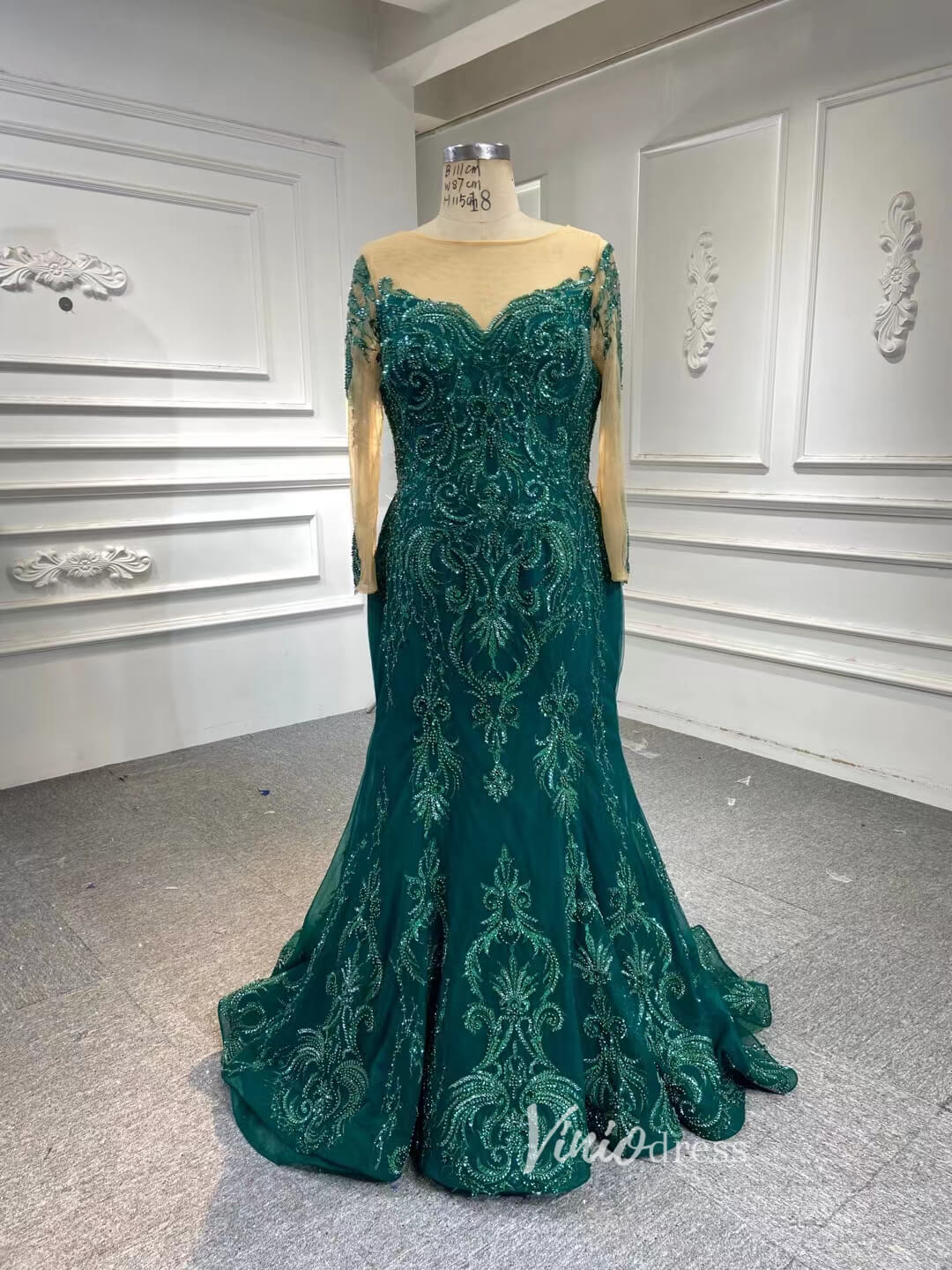 Prom Dress 2025 Dark Emerald Green Wedding Gown Beaded Overskirt Pageant Dresses 67250B-unique wedding dresses-Emerald Green-Custom Size-Viniodress