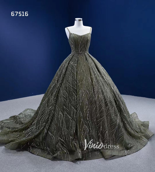Dark Olive Green Ball Gown Wedding Dress Vintage Quince Dresses 67516-Quinceanera Dresses 2025 -Viniodress-As Picture-Custom Size-