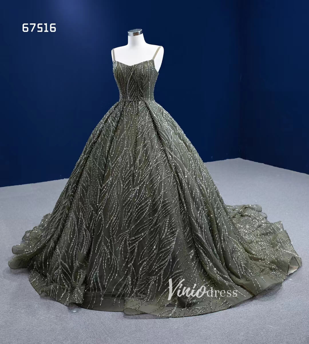 Dark Olive Green Ball Gown Wedding Dress Vintage Quince Dresses 67516-Quinceanera Dresses 2025 -Viniodress-As Picture-Custom Size-