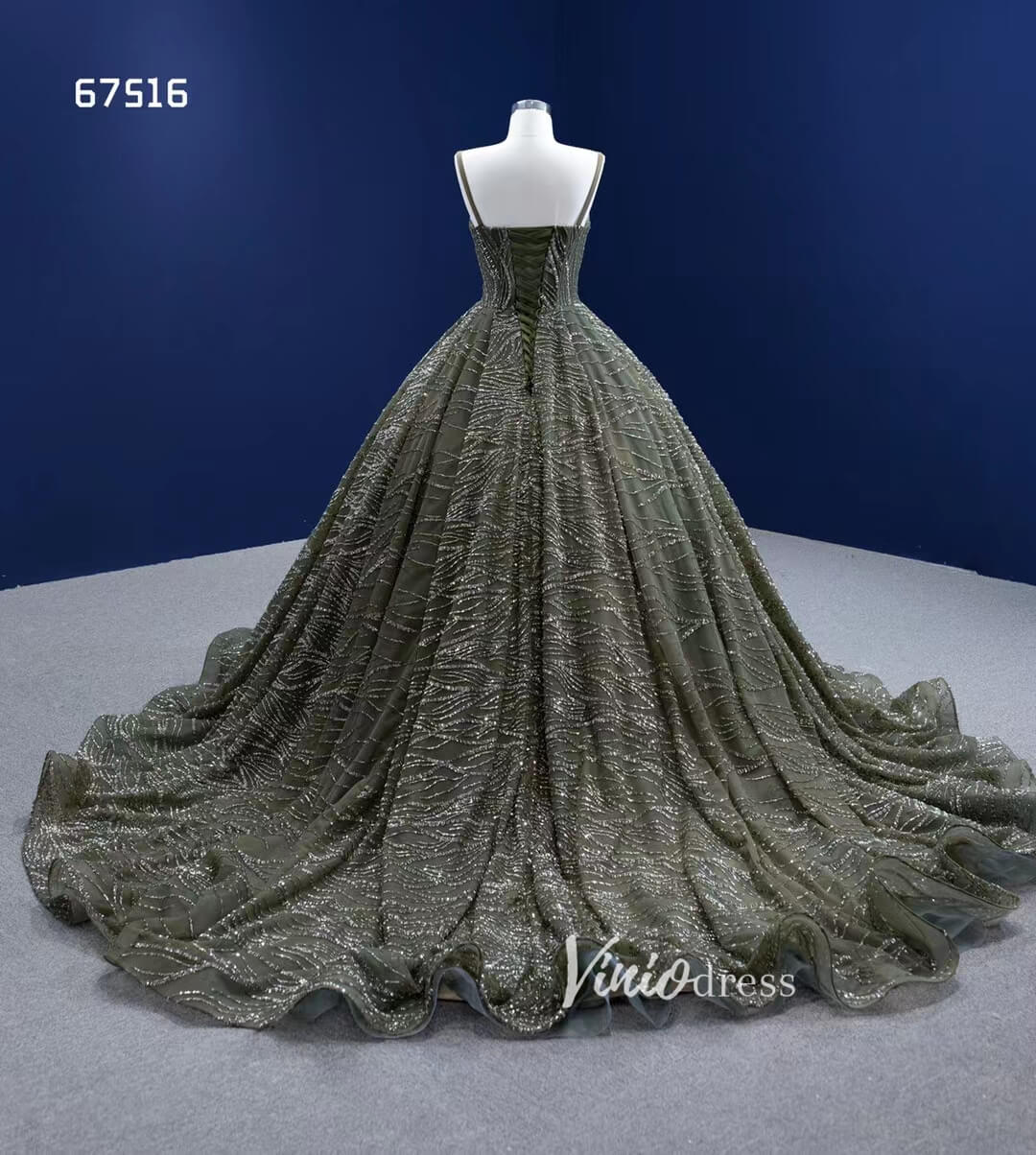 Dark Olive Green Ball Gown Wedding Dress Vintage Quince Dresses 67516-Quinceanera Dresses 2025 -Viniodress-As Picture-Custom Size-