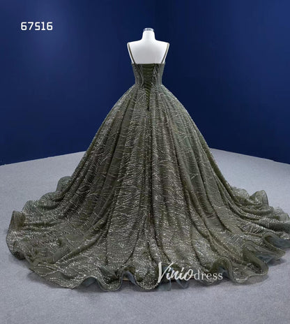 Dark Olive Green Ball Gown Wedding Dress Vintage Quince Dresses 67516-Quinceanera Dresses 2025 -Viniodress-As Picture-Custom Size-