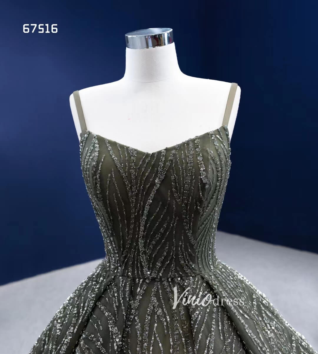 Dark Olive Green Ball Gown Wedding Dress Vintage Quince Dresses 67516-Quinceanera Dresses 2025 -Viniodress-As Picture-Custom Size-