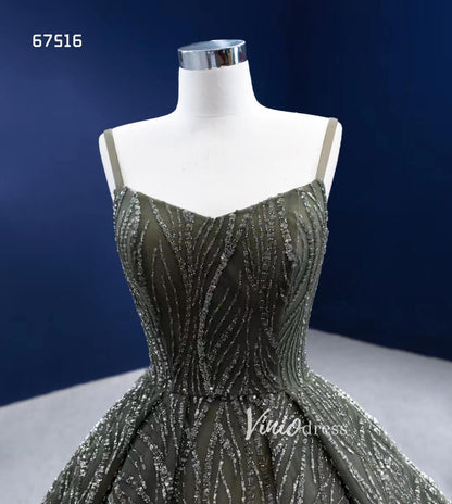 Dark Olive Green Ball Gown Wedding Dress Vintage Quince Dresses 67516-Quinceanera Dresses 2025 -Viniodress-As Picture-Custom Size-