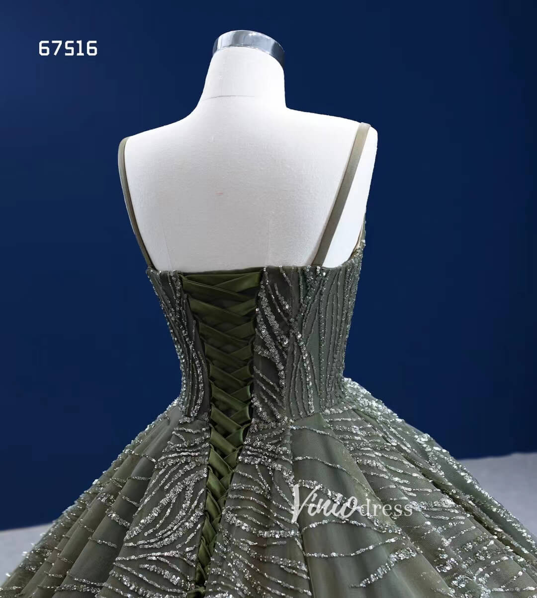 Prom Dress 2025 Dark Olive Green Ball Gown Wedding Dress Vintage Quince Dresses 67516-unique Quinceanera Dresses-As Picture-Custom Size-Viniodress