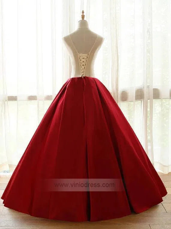 Dark Red Floral Ball Gown Prom Dresses Quinceanera Dress FD1220-prom dresses 2025 -Viniodress-Rose Red-Custom Size-