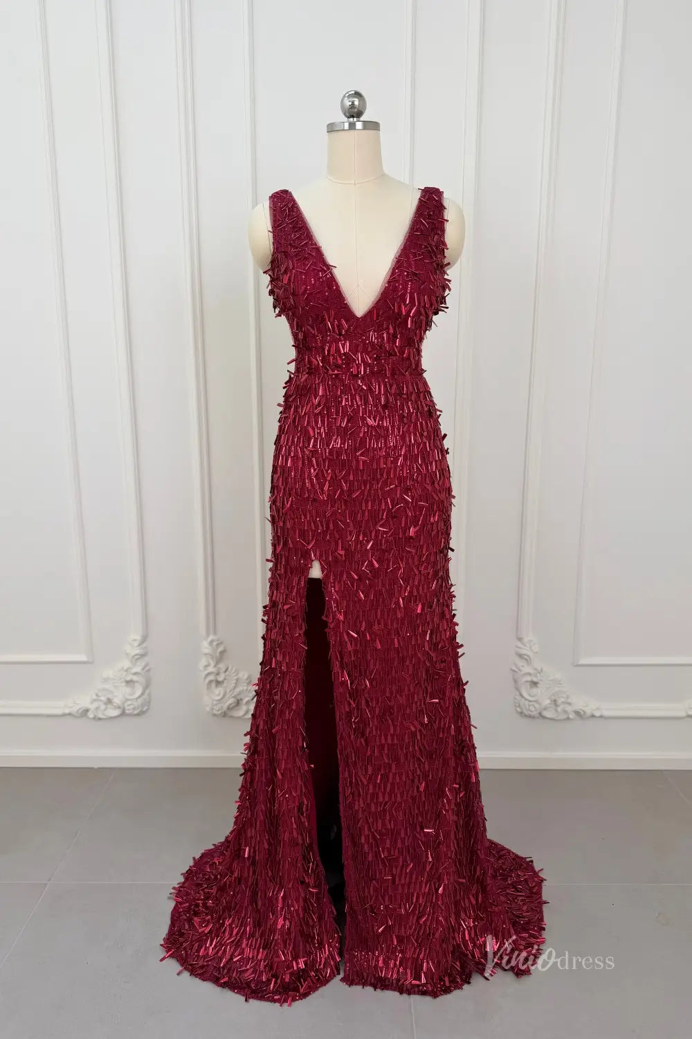 Sequin Mermaid Prom Dress with Deep V Neck & High Slit SQ021 Viniodress Sequin Mermaid Prom Dress with Deep V Neck & High Slit SQ021 Viniodress