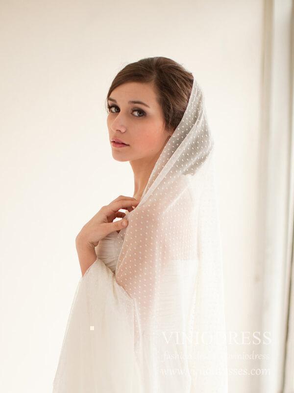 Dotted Tulle Cathedral Bridal Veils AC1215-Bridal Veil 2025 -Viniodress-Ivory-Cathedral/As Pictured-