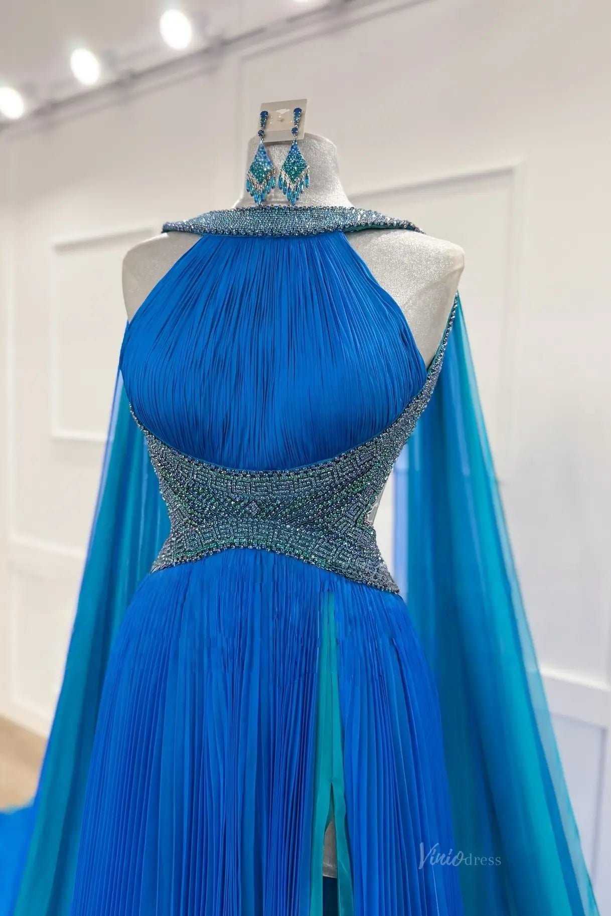 PG022 pleated chiffon-Pageant Dress 2026-Viniodress-Blue-Custom Size – Add Measurements in Cart-