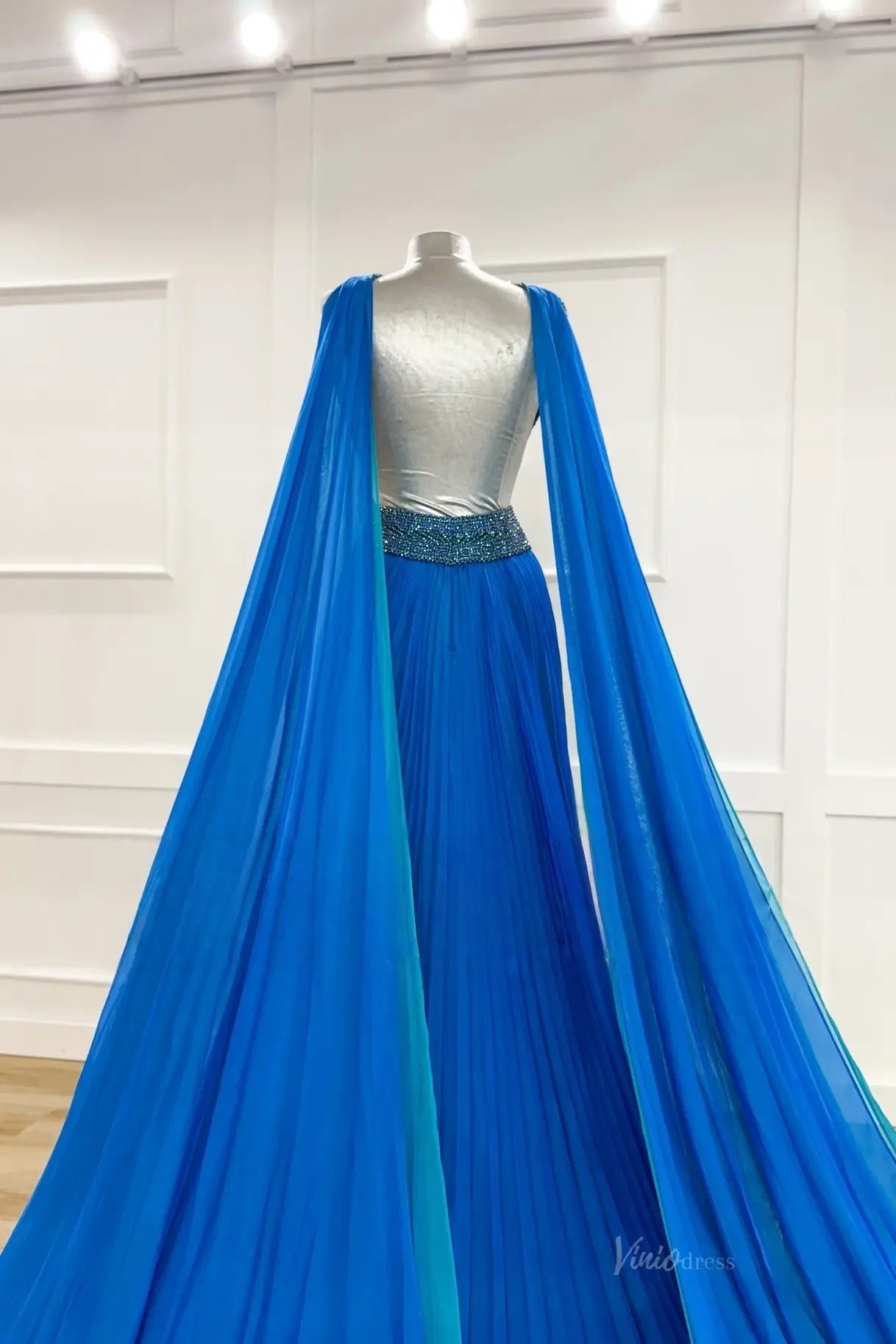 PG022 pleated chiffon-Pageant Dress 2026-Viniodress-Blue-Custom Size – Add Measurements in Cart-