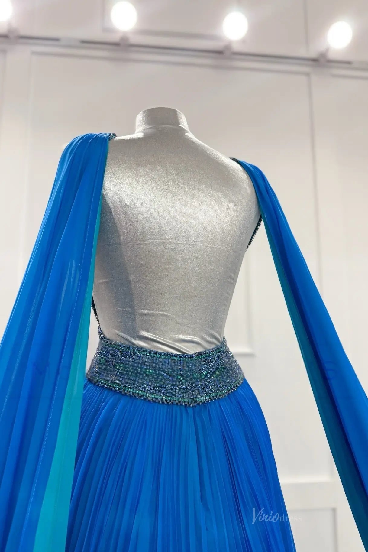 PG022 pleated chiffon-Pageant Dress 2026-Viniodress-Blue-Custom Size – Add Measurements in Cart-