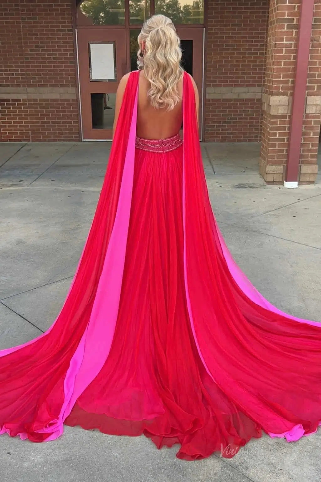 PG022 pleated chiffon-Pageant Dress 2026-Viniodress-Blue-Custom Size – Add Measurements in Cart-