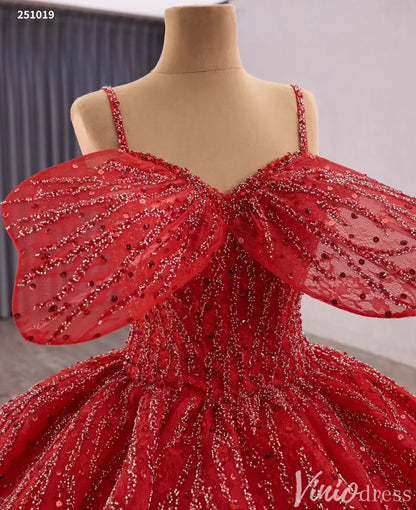 Dramatic Red Ball Gown with Sparkling Petal Neckline Quinceanera Dresses – Style 251019-Quinceanera Dresses 2025 -Viniodress-Red-Custom Size-