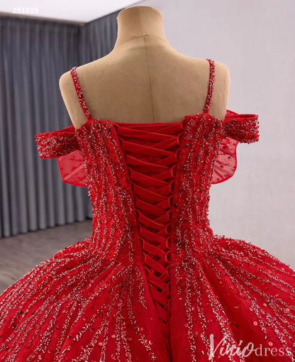 Dramatic Red Ball Gown with Sparkling Petal Neckline Quinceanera Dresses – Style 251019-Quinceanera Dresses 2025 -Viniodress-Red-Custom Size-