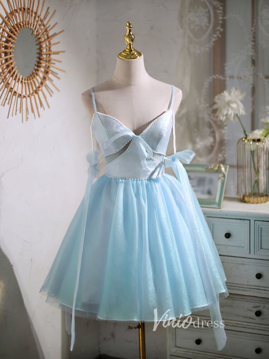 Short Prom Dresses 2025 Baby Blue Homecoming Dresses Spaghetti Strap Graduation Dress SD1462B-Dresses-Viniodress-Baby Blue-Custom Size-Viniodress