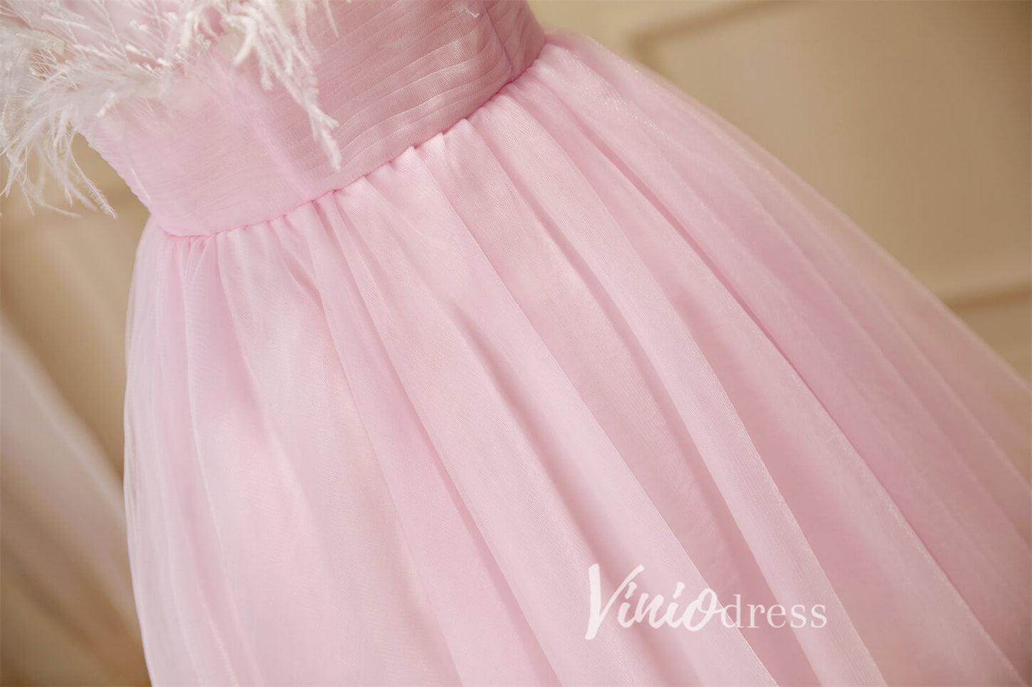 Short Prom Dresses 2025 Cute Pink Tulle Hoco Dresses Spaghetti Strap Graduation Dresses SD1534-Dresses-Viniodress-Blush-Custom Size-Viniodress