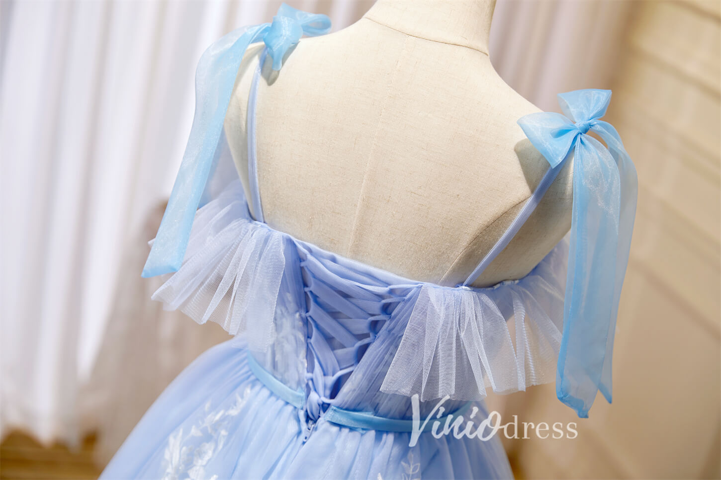 Short Prom Dresses 2025 Cute Tulle Hoco Dresses Light Blue Spaghetti Strap Graduation Dresses SD1539-Dresses-Viniodress-Light Blue-Custom Size-Viniodress